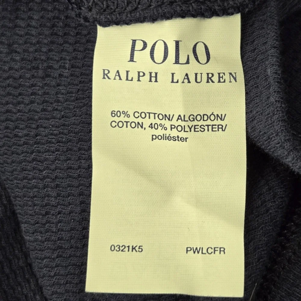 Polo Ralph Lauren Men Sleepwear L Blue Embroidered Pajama Top Waffle Knit